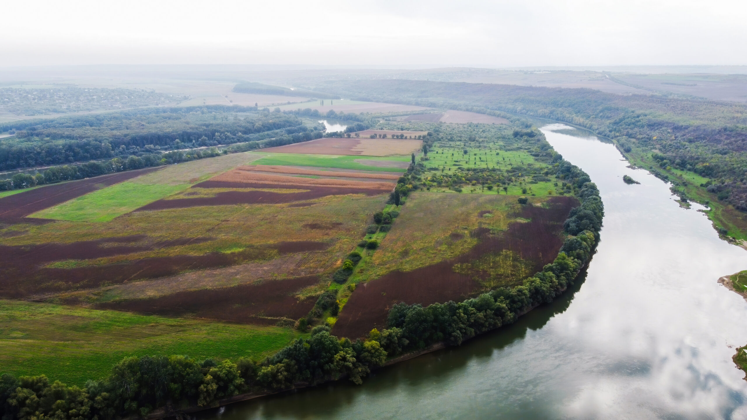 aerial drone view of nature in moldova